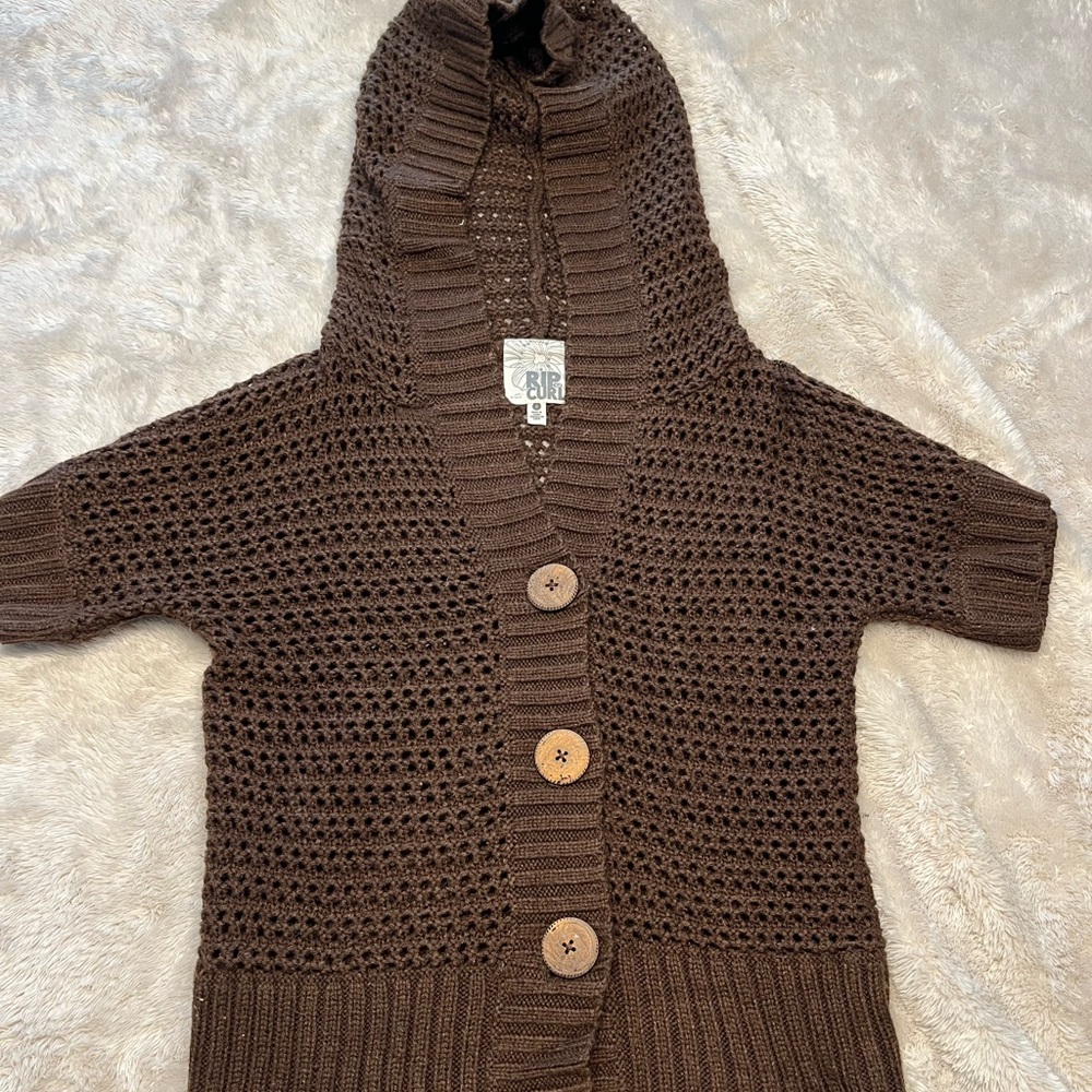 Rip Curl Women’s Brown button down short sleeve hooded sweater